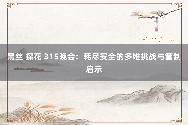 黑丝 探花 315晚会：耗尽安全的多维挑战与管制启示