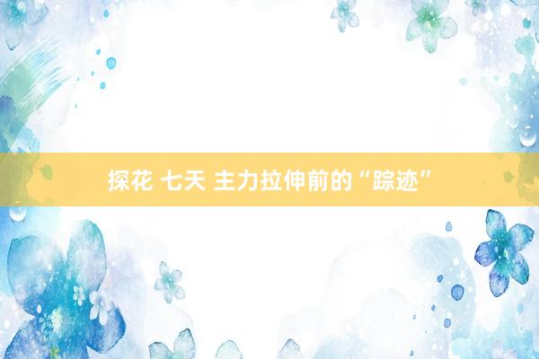 探花 七天 主力拉伸前的“踪迹”